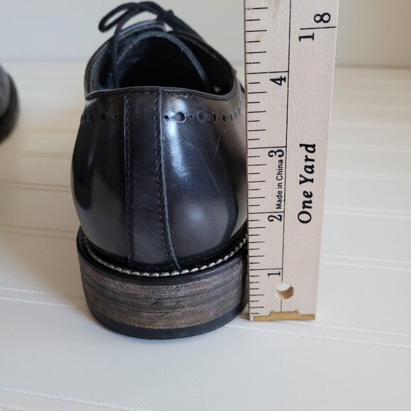 John Varvatos Leather Dress Shoes Wingtip Brogue Oxfords Grey Made in Italy - Picture 12 of 15